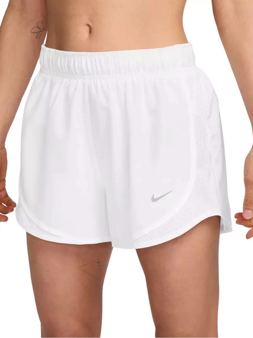Nike Women's Tempo Dri-FIT Mid-Rise Running‎ Shorts 3 In white medium